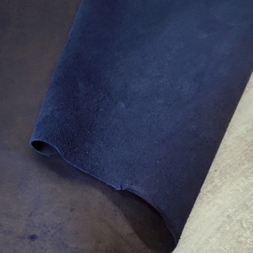 Кожа Хром-Велюр 1,3 мм Черно-синий фото 3