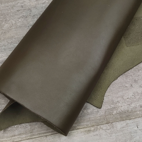 Кожа КРС 1,2-1,3 мм с покр. Зелено-коричневый Италия Кожа КРС 1,2-1,3 мм с покр. Зелено-коричневый Италия