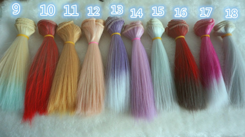 Трессы для кукол 15 см Прямые двухцветные  фото 5