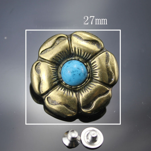 Кончо для кожаных изделий 27 мм Шестилистник с декоративными вставками фото 2