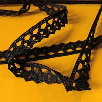 Тесьма хб вязаная Черная 18 мм  - купить для кожевенного хобби