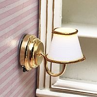 Бра с трапециевидным белым плафоном на батарейке для кукол  - купить для кожевенного хобби