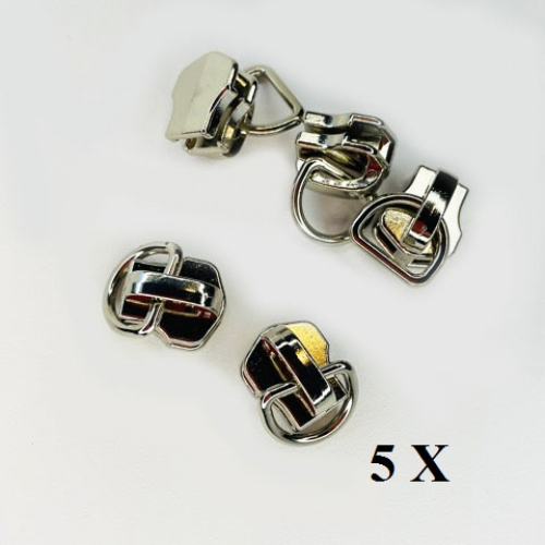 Бегунок, зажимы, ограничители для молнии №5 YKK серебро фото 3