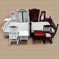 Спальный гарнитур для кукол 6 предметов Махагон/Белый