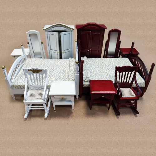 Спальный гарнитур для кукол 6 предметов Махагон/Белый Спальный гарнитур для кукол 6 предметов Махагон/Белый