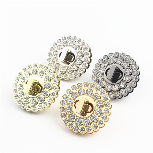 Застежка декоративная для сумки Круглая со стразами Застежка декоративная для сумки Круглая со стразами