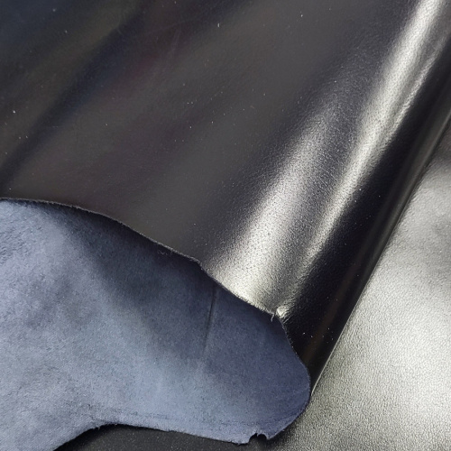 Кожа козы (шевро) 0,8 мм Черно-синий глянцевый Conceria Bonaudo Италия фото 3
