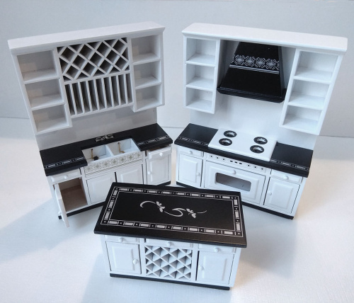 Кухня для кукол черно-белая из 3-х частей  SH D-K08 - фото товара фото 2