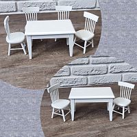 УЦЕНКА! Обеденная зона для кукольной кухни белая 1:12