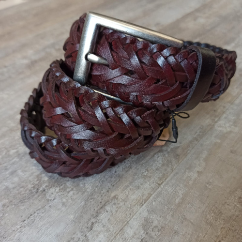 Ремень плетеный объемный 35 мм толщ. 7,0 мм Красно - коричневый  RS02 - фото товара фото 6