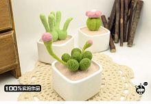 Набор для валяния Кактус в керамическом горшочке  - купить для кожевенного хобби