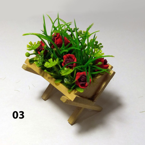 Цветы в деревянной подставке для кукольного дома фото 2