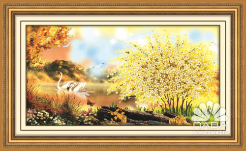 Набор для вышивки лентами Желтый пейзаж    - фото товара