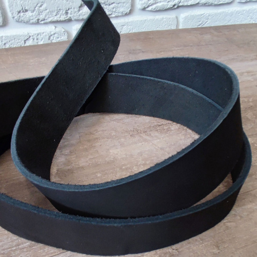 Заготовка для ремня хром. дубл. 35 мм толщ. 3,6 мм Черный  ZR RU-Black35 - фото товара