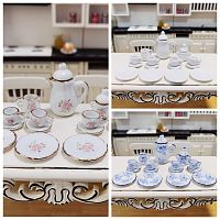 Фарфоровый чайный сервиз для кукол Миниатюра 1:12