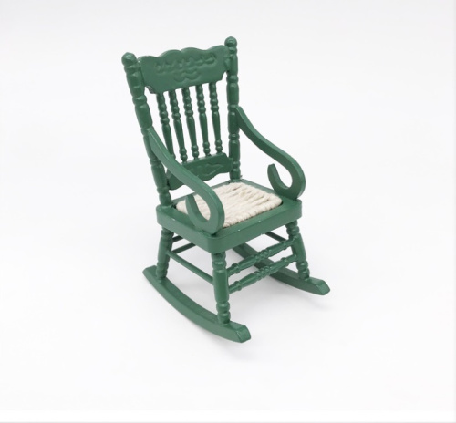 Кресло-качалка для кукол 12 см Белый/махагон/зеленый фото 4