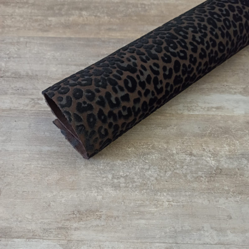 Кожа с ворсом 1,6 Леопард коричневый Италия