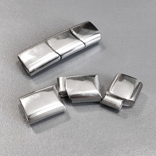 Замок 12х6 мм для плоских браслетов Сталь Трехсекционная фото 5