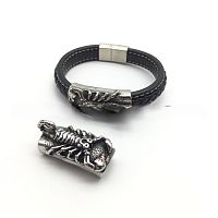 Бусина 12х6 мм для плоских браслетов Скорпион Сталь  - купить для кожевенного хобби