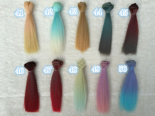 Трессы для кукол 15 см Прямые двухцветные  фото 4