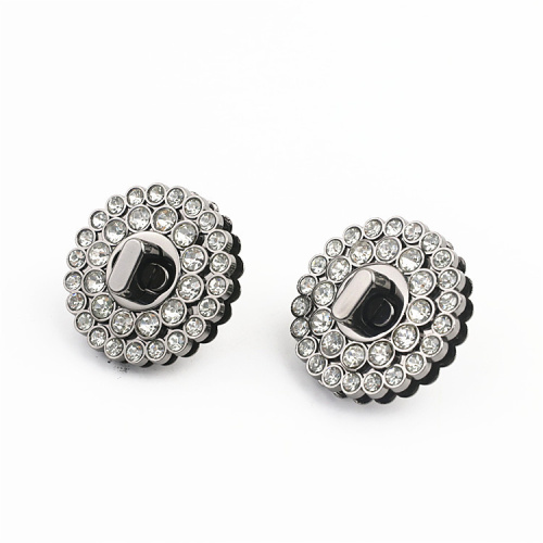 Застежка декоративная для сумки Круглая со стразами фото 4