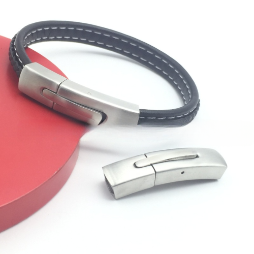 Замок 8х5 мм для плоских браслетов Сталь, с кнопкой фото 2 Замок 8х5 мм для плоских браслетов Сталь, с кнопкой фото 2