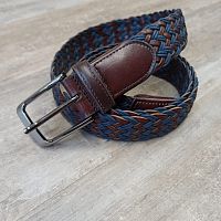 Ремень плетеный 38 мм толщ. 3.5 мм Сине-коричневый  - купить для кожевенного хобби