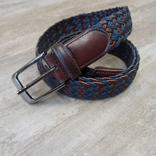 Ремень плетеный 38 мм толщ. 3.5 мм Сине-коричневый  RS 72 - фото товара
