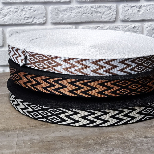 Лента ременная стропа 25 мм жаккард W-зигзаг Лента ременная стропа 25 мм жаккард W-зигзаг