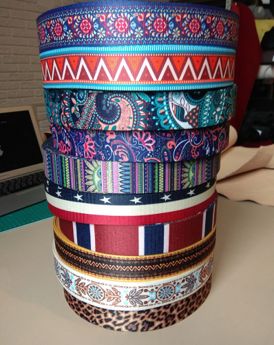 Лента ременная стропа 38 мм Снежные цветы п/э  L-JUN046 - фото товара фото 2