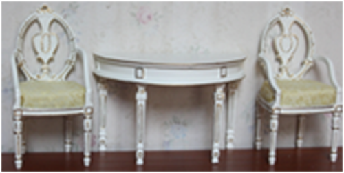 Миниатюра для кукол Столик приставной со стульями Золото на белом | Галерея фото | Pava.pro Миниатюра для кукол Столик приставной со стульями Золото на белом - фото товара