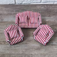 Мягкая мебель для кукол 2 кресла/диван Обивка полоска   - купить для кожевенного хобби