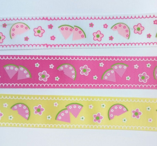 Лента репсовая 25 мм принт Арбуз