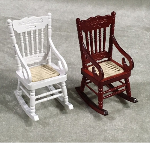 Кресло-качалка для кукол 12 см Белый/махагон/зеленый фото 3
