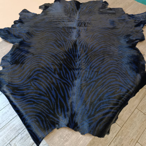 Кожа с ворсом (мех пони) 0,8-1.1 мм Зебра Синяя Италия