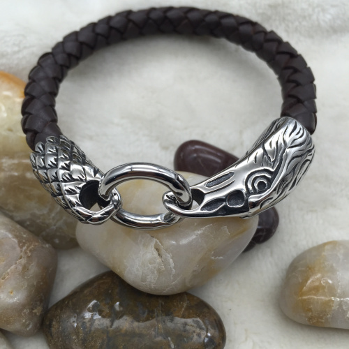 Браслет кожаный 8 мм с концевиком Орел   BRT-01 - фото товара фото 2