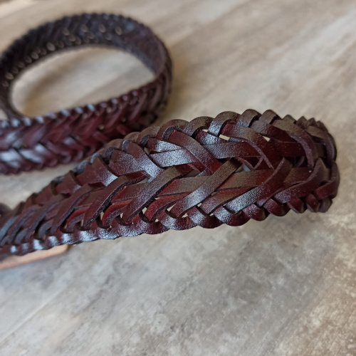 Ремень плетеный объемный 35 мм толщ. 7,0 мм Красно - коричневый  RS02 - фото товара фото 4