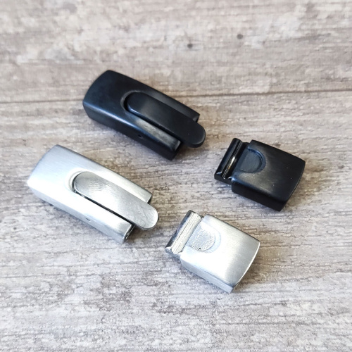 Замок 12х6 мм для плоских браслетов с кнопкой Сталь фото 9 Замок 12х6 мм для плоских браслетов с кнопкой Сталь фото 9