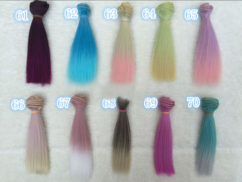 Трессы для кукол 15 см Прямые двухцветные  фото 2