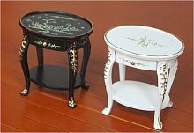 Миниатюра для кукол Столик овальный Золото и роспись 