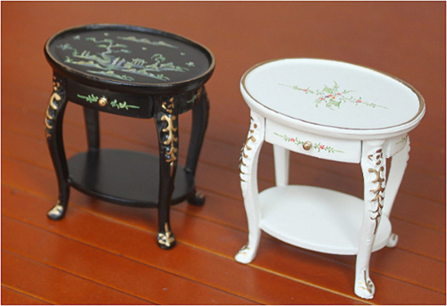 Миниатюра для кукол Столик овальный Золото и роспись Миниатюра для кукол Столик овальный Золото и роспись