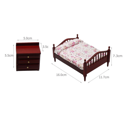 Кровать с тумбочками для кукол Махагон/Орех/Белый фото 2
