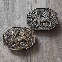 Пряжка для ремня декоративная, с шипом 38 мм Лев