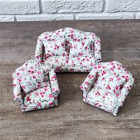 Мягкая мебель для кукол Обивка розовые цветочки  - купить для кожевенного хобби