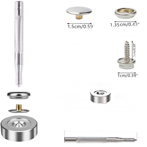 Кнопки 201 (кольцевые), набор 50 шт + 25 винтов, с  инструментами для установки  DBK-1515 - фото товара фото 6