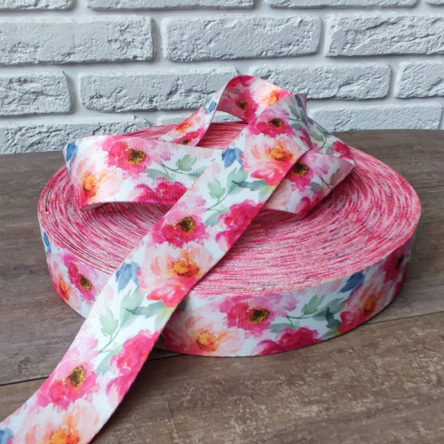 Лента ременная 38 мм Пионы пэ  LRP_38PF - фото товара фото 2