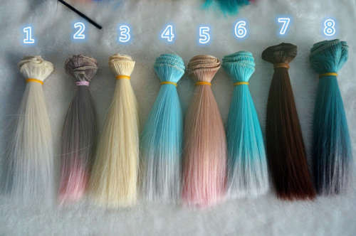 Трессы для кукол 15 см Прямые двухцветные  фото 6