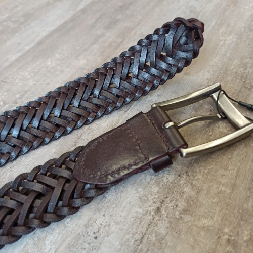 Ремень плетеный объемный 35 мм толщ. 7,0 мм Красно - коричневый  RS02 - фото товара фото 2