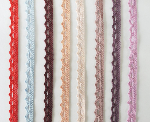 Тесьма хб вязаная Зубчик 10 мм Разноцветная