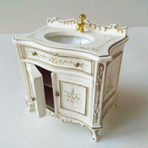 Миниатюра для кукол Набор для ванной комнаты Золото на белом  D BZP-001 - фото товара фото 6